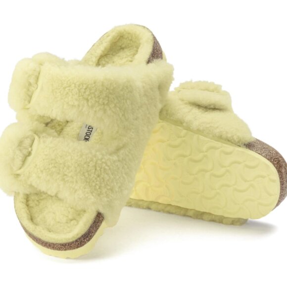 NEW Birkenstock Arizona Big Buckle Shearling Teddy ~ Size 38 ~ Popcorn - Picture 1 of 8